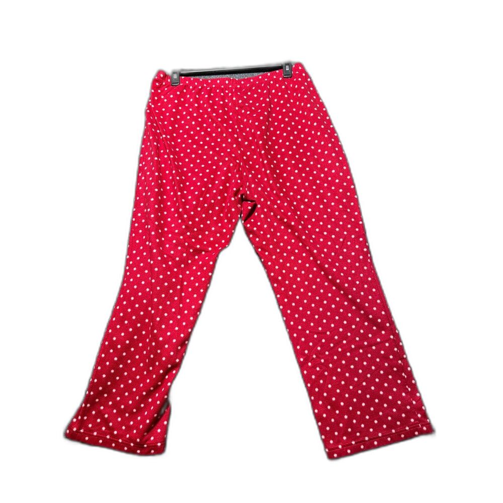 Croft & Barrow XXL Red Polka Dot Faux Fur Pajama Pants Soft Cozy Lounge‎ - Picture 2 of 7
